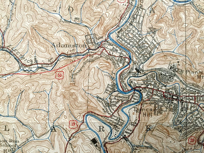 Antique Clarksburg, West Virginia 1925 US Geological Survey Topographic Map – Harrison County, Bridgeport, Cambria, Willard, Oakdale, Wyatt