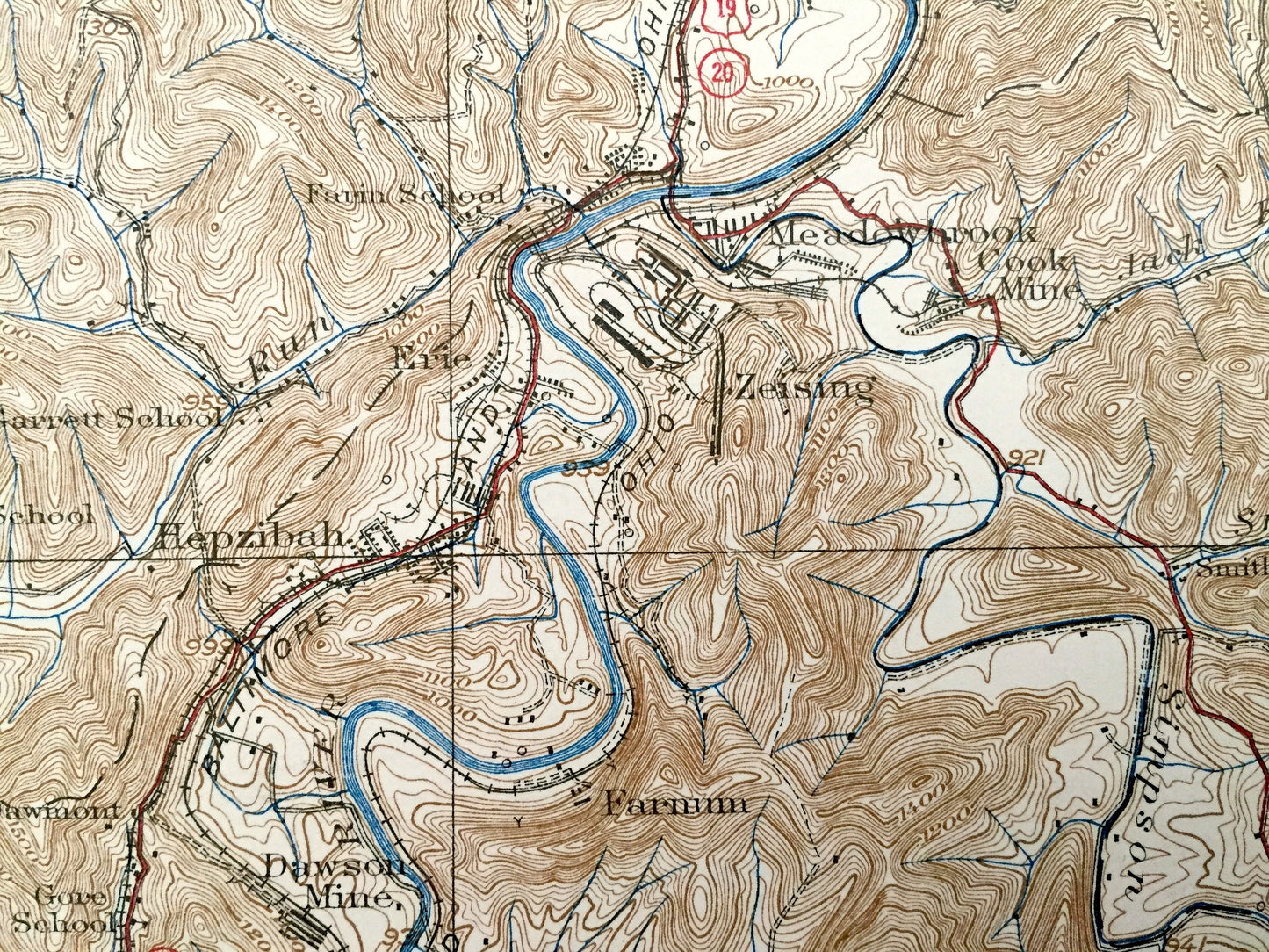 Antique Clarksburg, West Virginia 1925 US Geological Survey Topographic Map – Harrison County, Bridgeport, Cambria, Willard, Oakdale, Wyatt