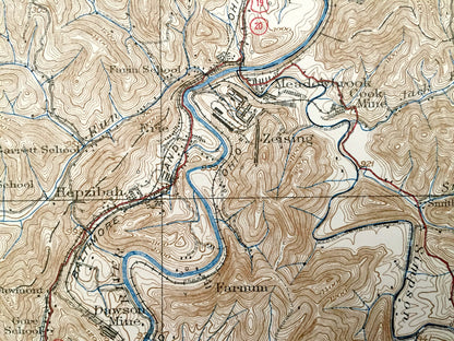 Antique Clarksburg, West Virginia 1925 US Geological Survey Topographic Map – Harrison County, Bridgeport, Cambria, Willard, Oakdale, Wyatt