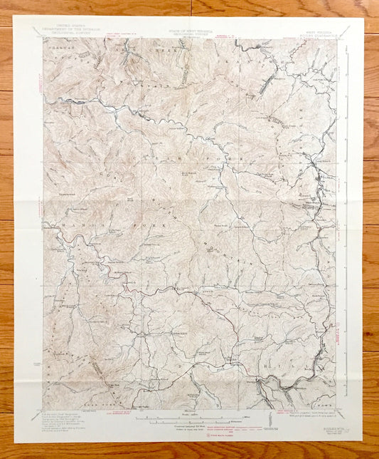 Antique Eccles, West Virginia 1932 US Geological Survey Topographic Map – Raleigh County, Kingston, Posey, Sherman, Oceana, Clear Fork, Town