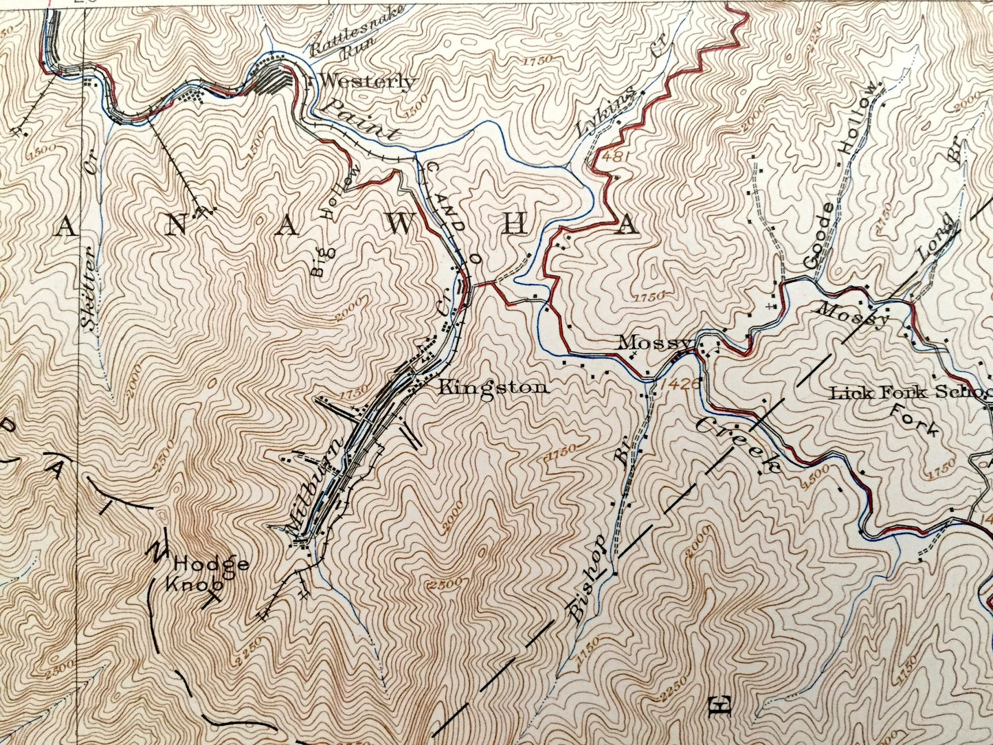 Antique Eccles, West Virginia 1932 US Geological Survey Topographic Map – Raleigh County, Kingston, Posey, Sherman, Oceana, Clear Fork, Town