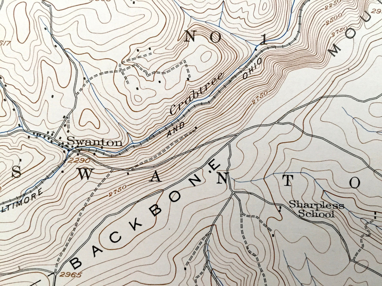 Antique Elk Garden, West Virginia 1922 US Geological Survey Topographic Map – Mineral County, Sulphur City, Piedmont, Welton, Grant, Oakmont