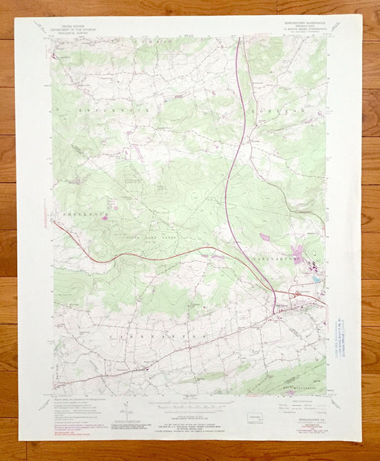 Antique Morgantown, Pennsylvania 1956 US Geological Survey Topographic Map – Knauers, Alleghenyville, Beckersville, Churchtown, Berks Co