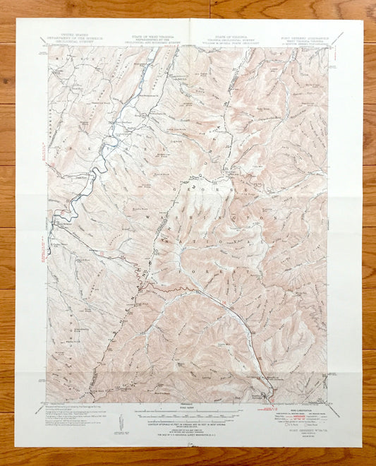 Antique Fort Seybert, West Virginia 1951 US Geological Survey Topographic Map – Pendleton County, Oak Flat, Brandywine, Deer Run, Mill, WV