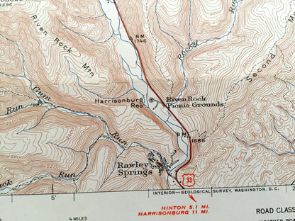 Antique Fort Seybert, West Virginia 1951 US Geological Survey Topographic Map – Pendleton County, Oak Flat, Brandywine, Deer Run, Mill, WV