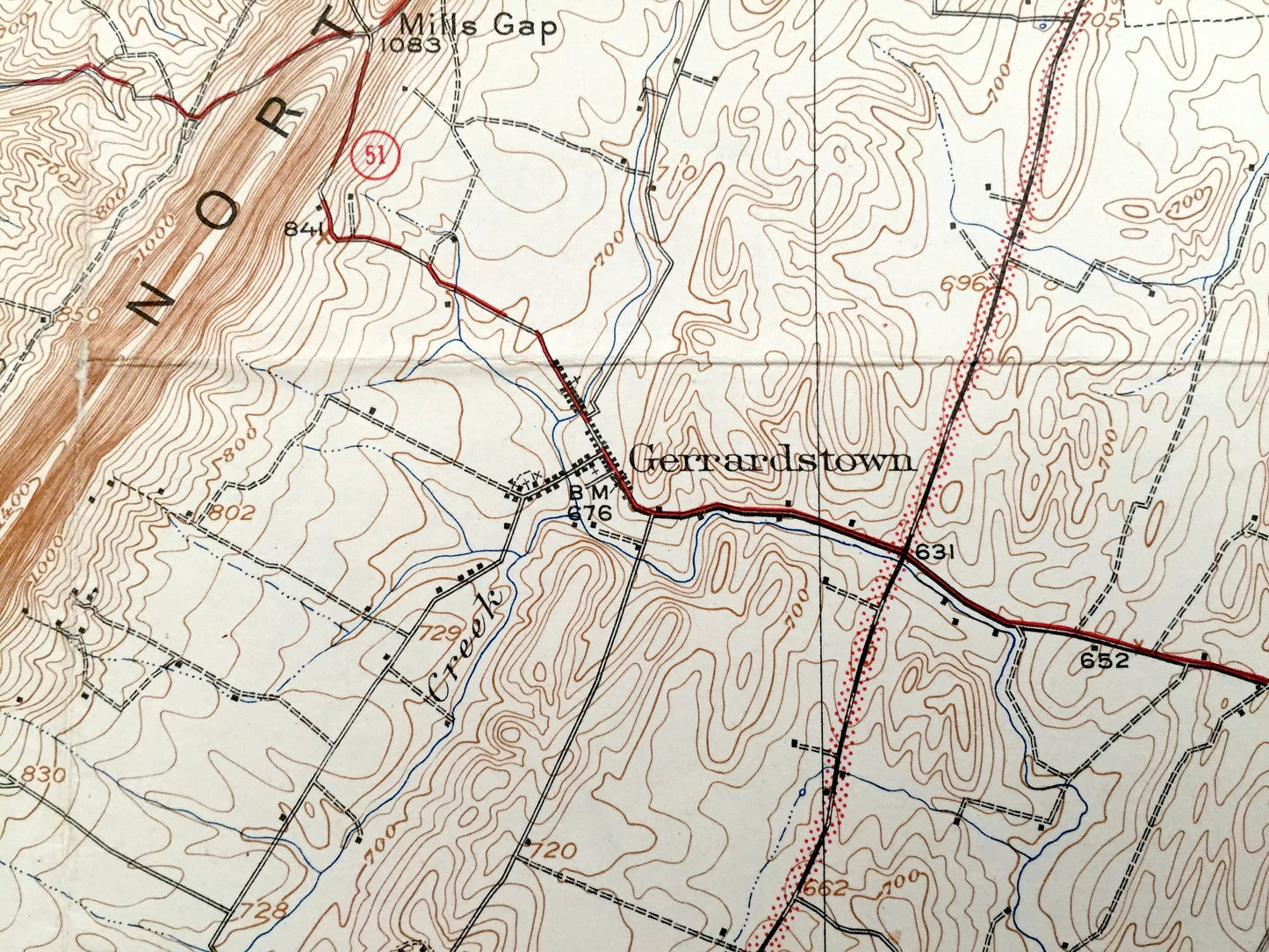 Antique Gerrardstown, West Virginia 1943 US Geological Survey Topographic Map – Berkeley County, Hedgesville, Inwood, Clearbrook, Cedar Hill