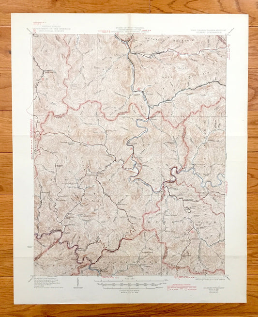 Antique Gilbert, West Virginia 1927 US Geological Survey Topographic Map – Mingo County, War Eagle, Sarah Ann, Christian, Mallory, Stafford