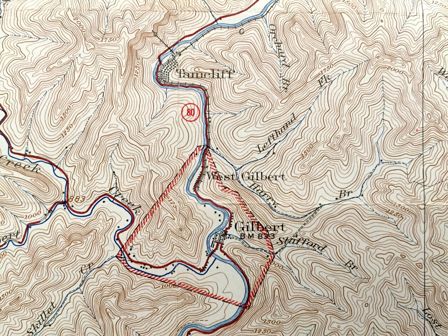 Antique Gilbert, West Virginia 1927 US Geological Survey Topographic Map – Mingo County, War Eagle, Sarah Ann, Christian, Mallory, Stafford