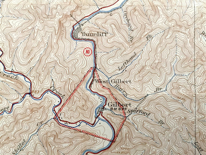 Antique Gilbert, West Virginia 1927 US Geological Survey Topographic Map – Mingo County, War Eagle, Sarah Ann, Christian, Mallory, Stafford