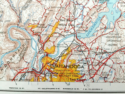 Antique Chattanooga, Tennessee 1957 US Geological Survey Topographic Map – North Carolina, East Ridge, Lenoir City, Harriman, McMinnville TN