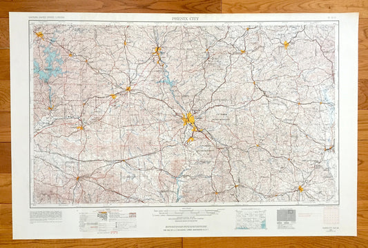 Antique Phenix City, Alabama 1955 US Geological Survey Topographic Map – Georgia, Lanett, Opelika, Auburn, Tuskegee, Alexander City, Ladonia