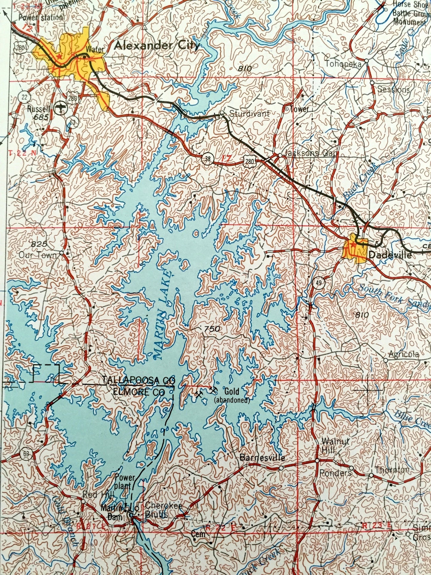 Antique Phenix City, Alabama 1955 US Geological Survey Topographic Map – Georgia, Lanett, Opelika, Auburn, Tuskegee, Alexander City, Ladonia