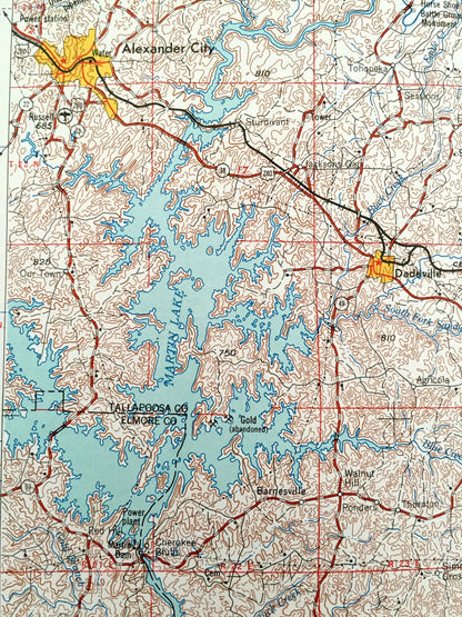 Antique Phenix City, Alabama 1955 US Geological Survey Topographic Map – Georgia, Lanett, Opelika, Auburn, Tuskegee, Alexander City, Ladonia