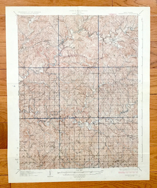Antique Harrisville, West Virginia 1926 US Geological Survey Topographic Map – Ritchie County, Oxbow, Star Settlement, Rutherford, Washburn