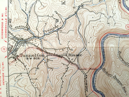 Antique Kingwood, West Virginia 1925 US Geological Survey Topographic Map – Preston County, Manown, Snider, Manheim, Freeport Amboy Erwin WV
