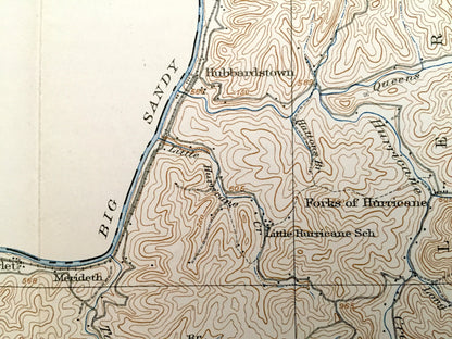 Antique Louisa, West Virginia 1939 US Geological Survey Topographic Map – Lawrence County, Pharaoh, Butler, Merideth, Effie, Minnow Springs