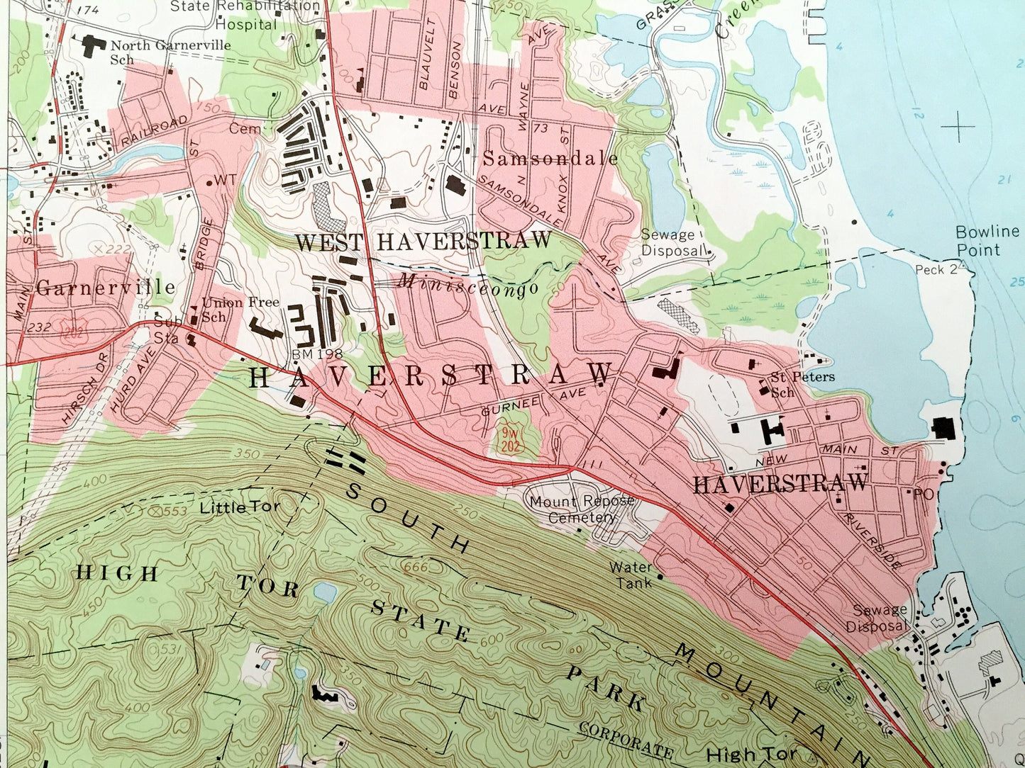 Antique Haverstraw, New York 1967 US Geological Survey Topographic Map – Clarkstown, Cortlandt, Stony Point, Croton, Hudson River Valley