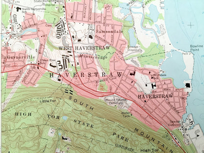 Antique Haverstraw, New York 1967 US Geological Survey Topographic Map – Clarkstown, Cortlandt, Stony Point, Croton, Hudson River Valley