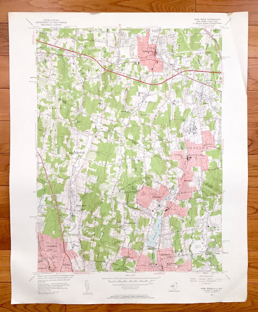 Antique Park Ridge, New Jersey 1955 US Geological Survey Topographic Map – Spring Valley, Monsey, Montvale, Saddle River Ramapo New York NJ