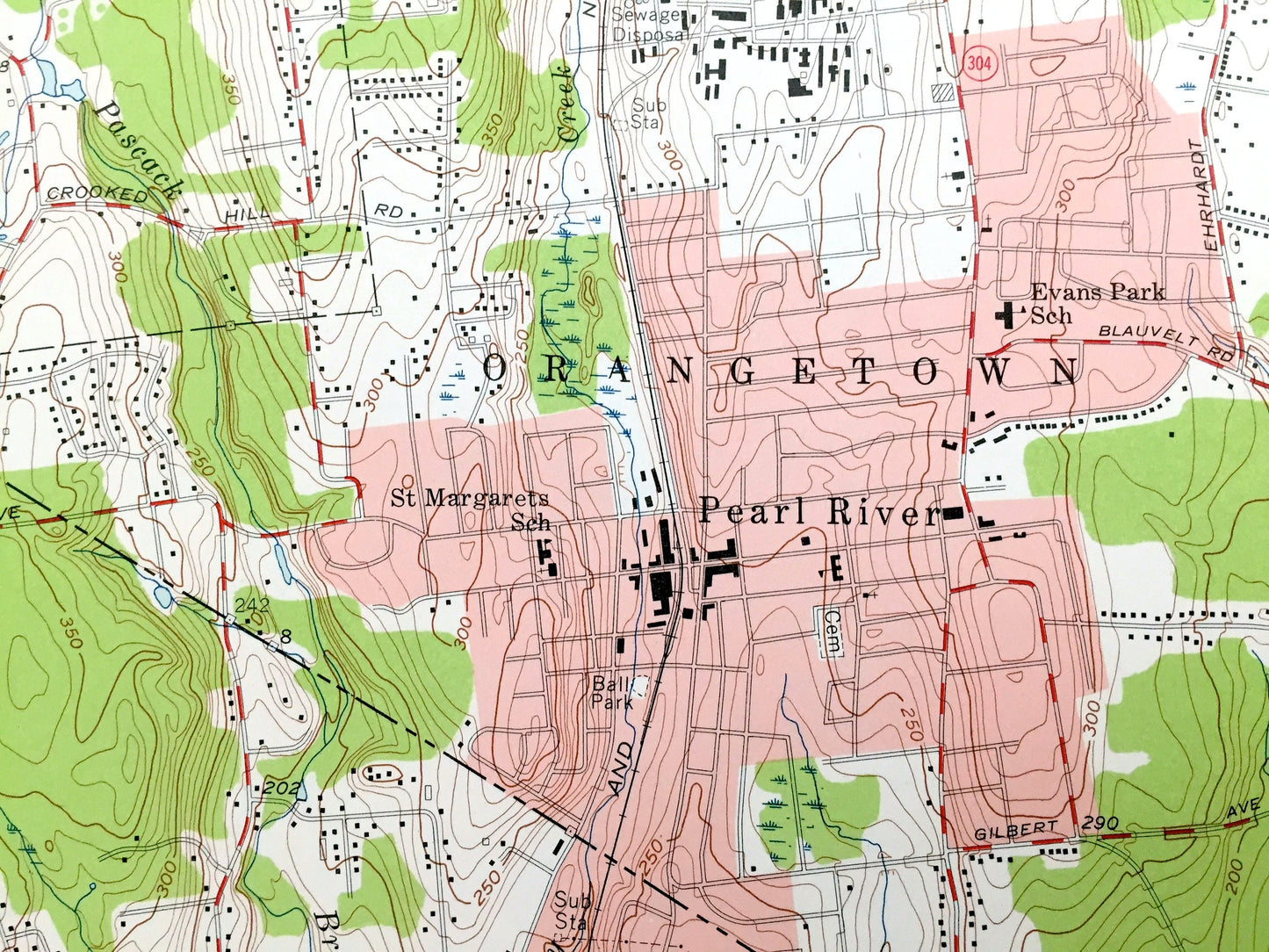 Antique Park Ridge, New Jersey 1955 US Geological Survey Topographic Map – Spring Valley, Monsey, Montvale, Saddle River Ramapo New York NJ
