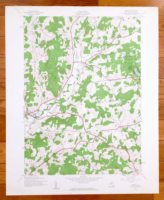 Antique Morris, New York 1943 US Geological Survey Topographic Map – Otsego County, New Lisbon, Elm Grove, Laurens, Pittsfield, Stetsonville