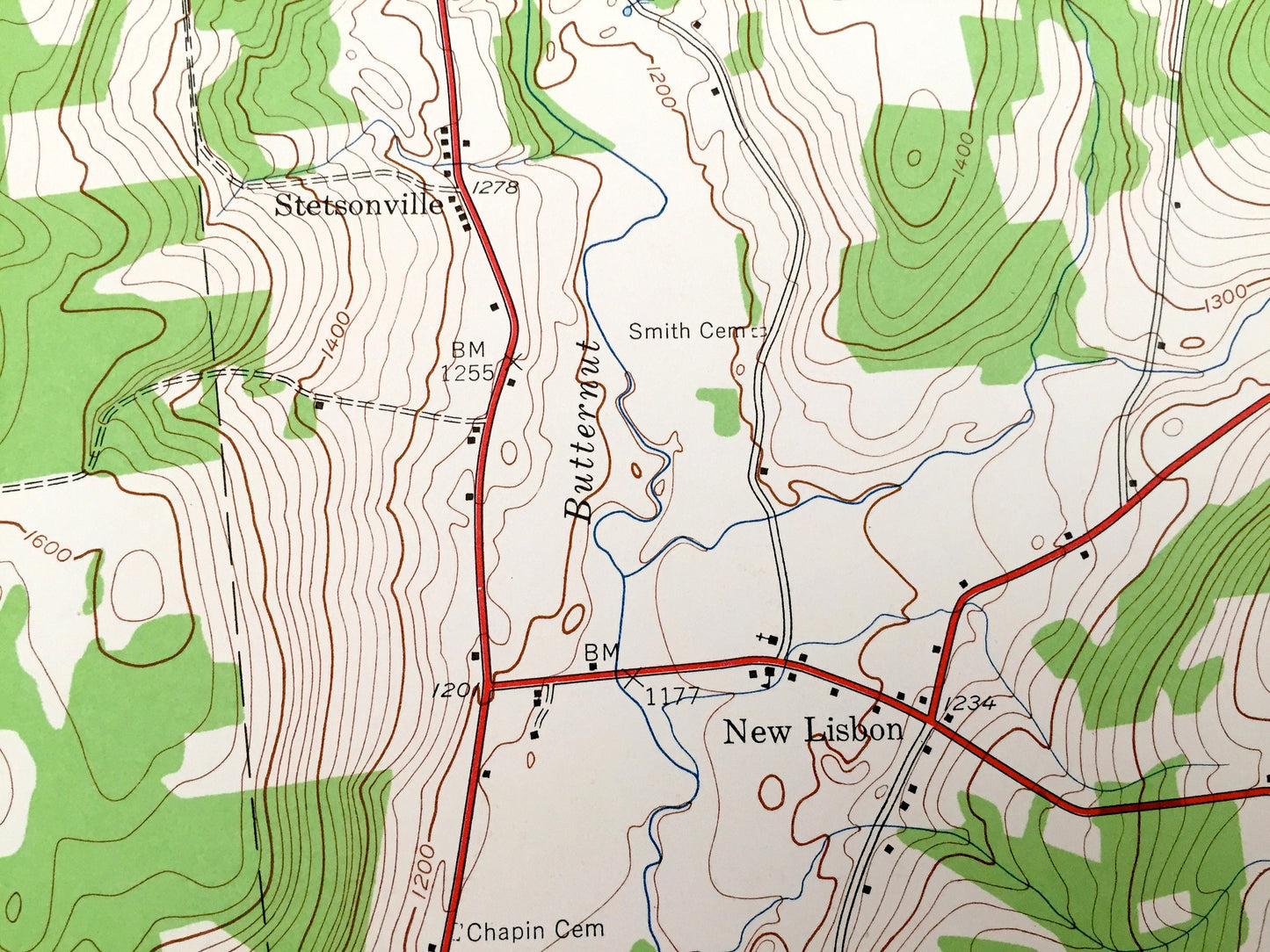 Antique Morris, New York 1943 US Geological Survey Topographic Map – Otsego County, New Lisbon, Elm Grove, Laurens, Pittsfield, Stetsonville