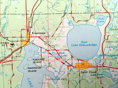 Antique Orlando, Florida 1955 US Geological Survey Topographic Map – Kissimmee, Cape Canaveral, Winter Park, Pine Castle, Lakeland Eustis FL