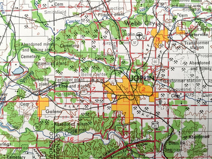 Antique Joplin, Missouri 1959 US Geological Survey Topographic Map – Webb City, Carthage, Sarcoxie, Jasper, Golden City Lamar Carterville MO