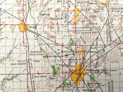 Antique Joplin, Missouri 1959 US Geological Survey Topographic Map – Webb City, Carthage, Sarcoxie, Jasper, Golden City Lamar Carterville MO