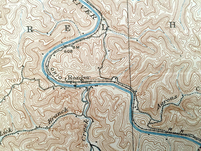 Antique Midkiff, West Virginia 1909 US Geological Survey Topographic Map – Lincoln County, Laverne, Brown City, Carroll, Palermo WV
