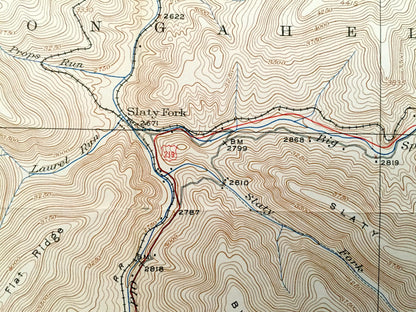 Antique Mingo, West Virginia 1925 US Geological Survey Topographic Map – Randolph County, Fork Lick, Warwick, Thorny Creek, Harter, Linwood