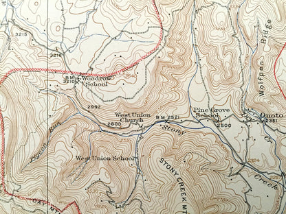 Antique Mingo, West Virginia 1925 US Geological Survey Topographic Map – Randolph County, Fork Lick, Warwick, Thorny Creek, Harter, Linwood