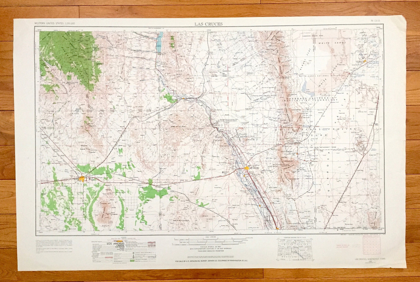 Antique Las Cruces, New Mexico 1955 US Geological Survey Topographic Map – El Paso County, Mesilla, La Mesa, Deming, Anthony, Cambray, NM TX