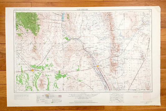 Antique Las Cruces, New Mexico 1955 US Geological Survey Topographic Map – El Paso County, Mesilla, La Mesa, Deming, Anthony, Cambray, NM TX
