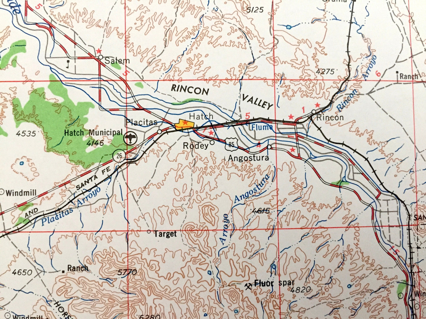 Antique Las Cruces, New Mexico 1955 US Geological Survey Topographic Map – El Paso County, Mesilla, La Mesa, Deming, Anthony, Cambray, NM TX