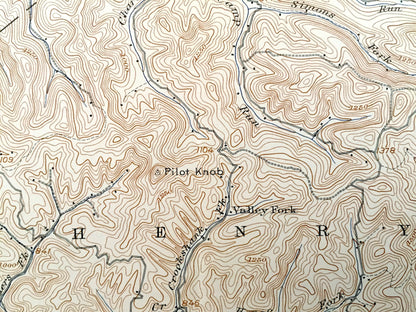 Antique Ivydale, West Virginia 1907 US Geological Survey Topographic Map – Clay County, Barton, Henry, Valley Fork, Bloomington, Otter, WV