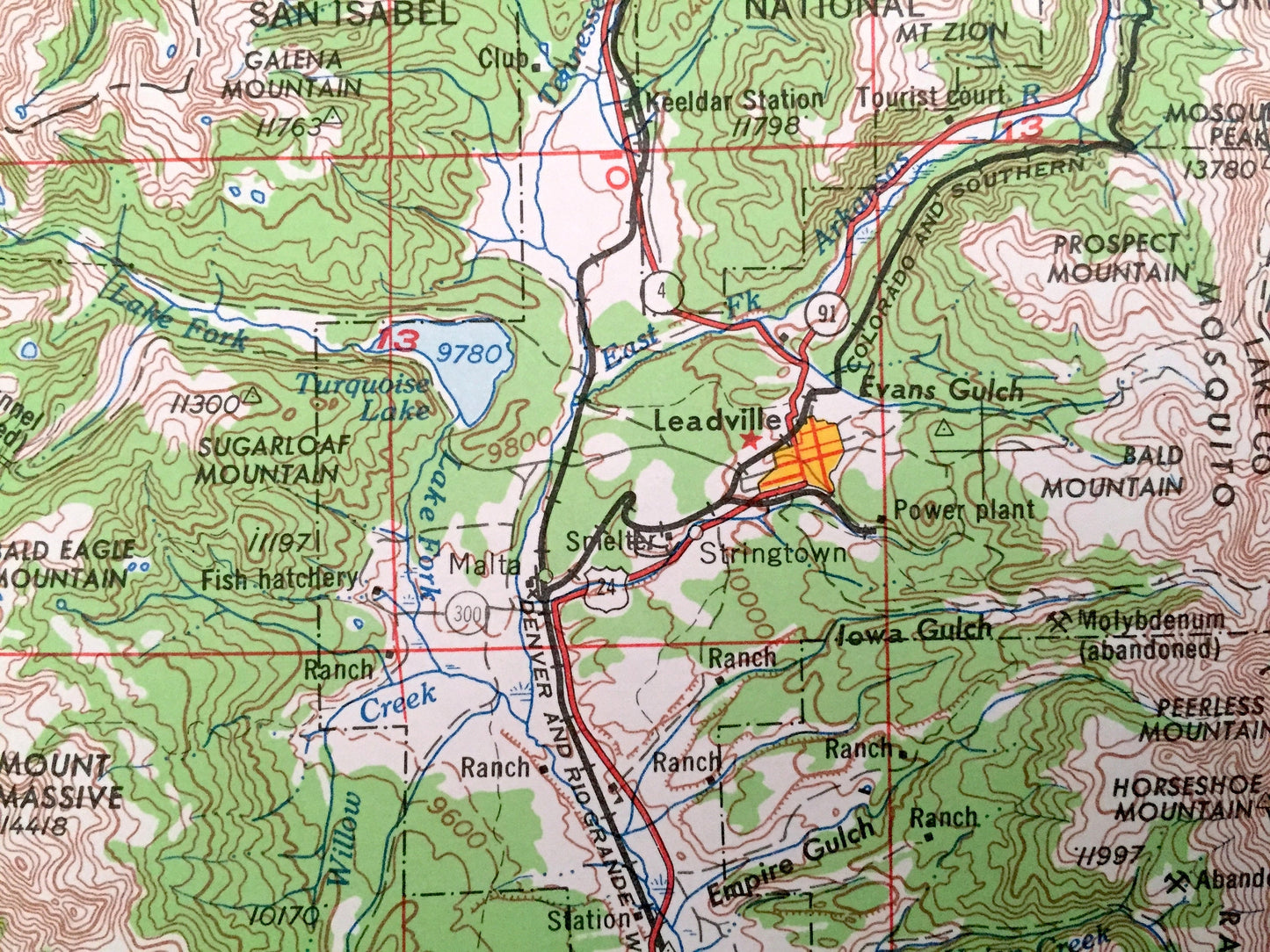 Antique Leadville, Colorado 1964 US Geological Survey Topographic Map – Aspen, Glenwood Springs, Climax, Rifle, Camp Hale, Snowmass, Gilman