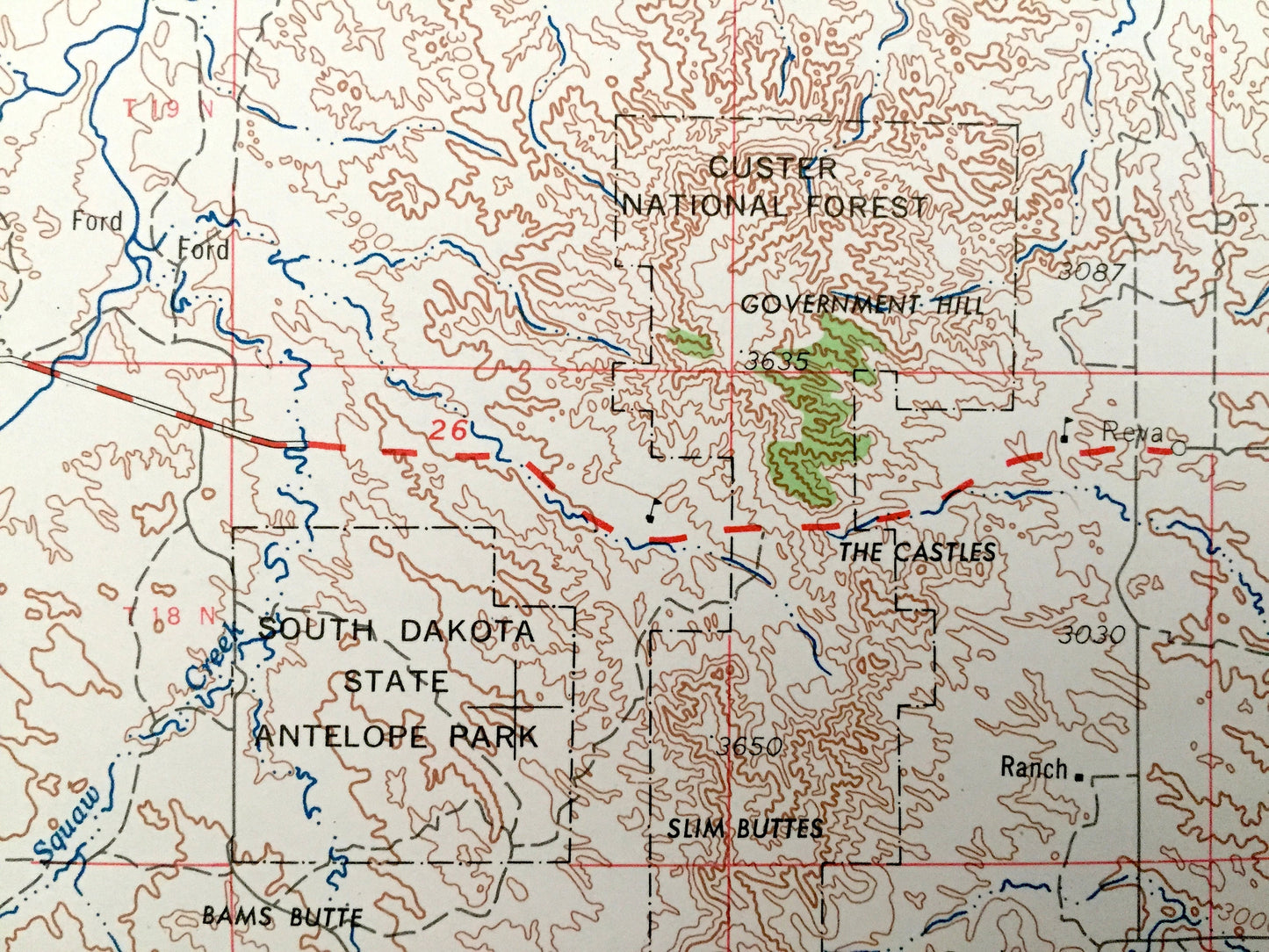 Antique Lemmon, South Dakota 1954 US Geological Survey Topographic Map – Custer National Forest, Moreau River, Buffalo, Ludlow, Shadehill SD