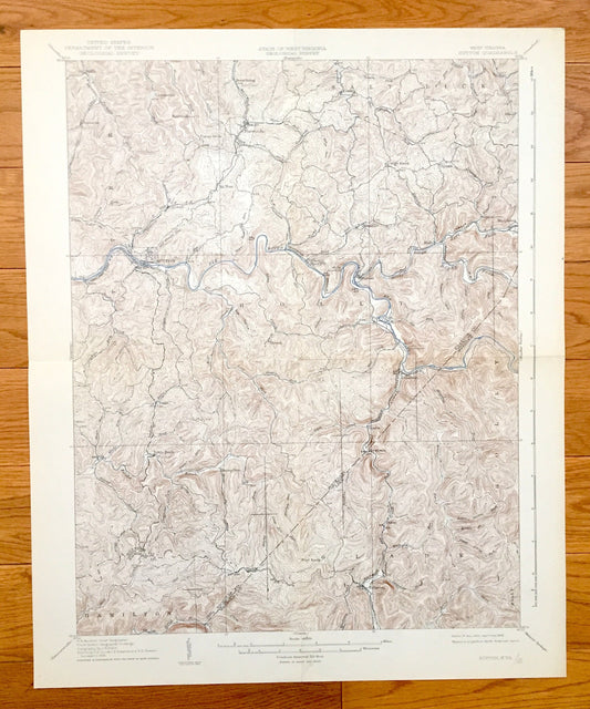 Antique Sutton, West Virginia 1910 US Geological Survey Topographic Map – Braxton County, Hamilton, Little Birch, Otter, Pembroke, Fairbanks