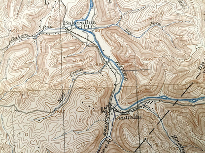 Antique Sutton, West Virginia 1910 US Geological Survey Topographic Map – Braxton County, Hamilton, Little Birch, Otter, Pembroke, Fairbanks