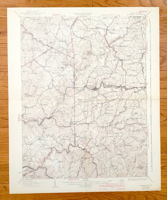 Antique Thornton, West Virginia 1926 US Geological Survey Topographic Map – Taylor County, Towson, Denver, Reno, Sinclair, Jessop, Winfield
