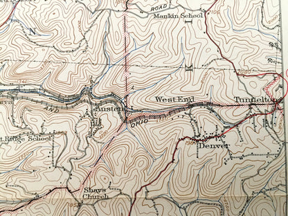 Antique Thornton, West Virginia 1926 US Geological Survey Topographic Map – Taylor County, Towson, Denver, Reno, Sinclair, Jessop, Winfield