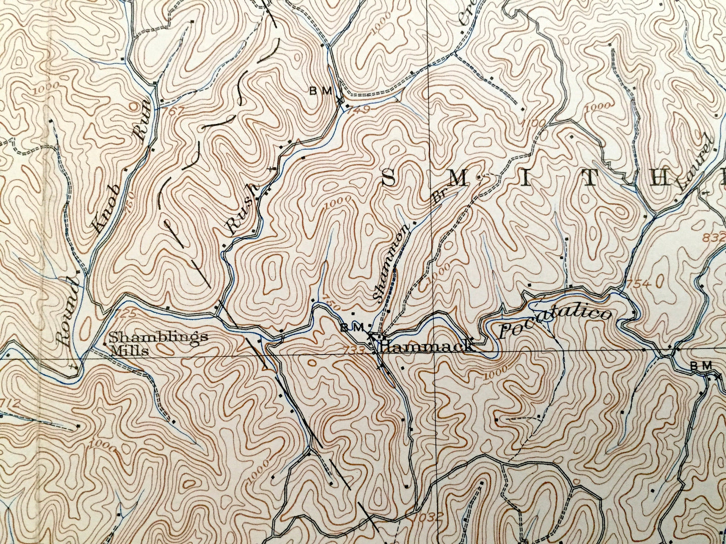 Antique Walton, West Virginia 1907 US Geological Survey Topographic Map – Roane County, Rushville, Wellford, Woodyard, Patsey, Walnut Grove