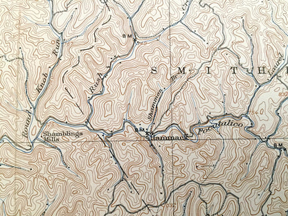 Antique Walton, West Virginia 1907 US Geological Survey Topographic Map – Roane County, Rushville, Wellford, Woodyard, Patsey, Walnut Grove