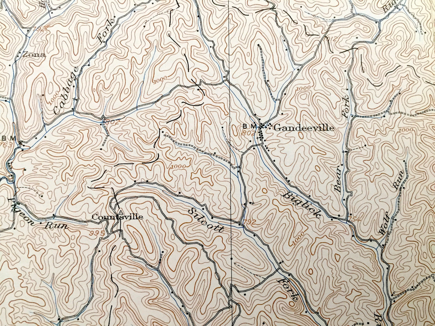 Antique Walton, West Virginia 1907 US Geological Survey Topographic Map – Roane County, Rushville, Wellford, Woodyard, Patsey, Walnut Grove