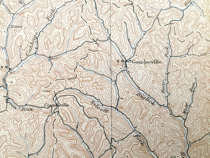 Antique Walton, West Virginia 1907 US Geological Survey Topographic Map – Roane County, Rushville, Wellford, Woodyard, Patsey, Walnut Grove