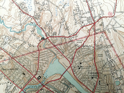 Antique Lowell, Massachusetts 1941 US Geological Survey Topographic Map – Middlesex County, Dracut, Chelmsford, Tewksbury Merrimack UMass MA