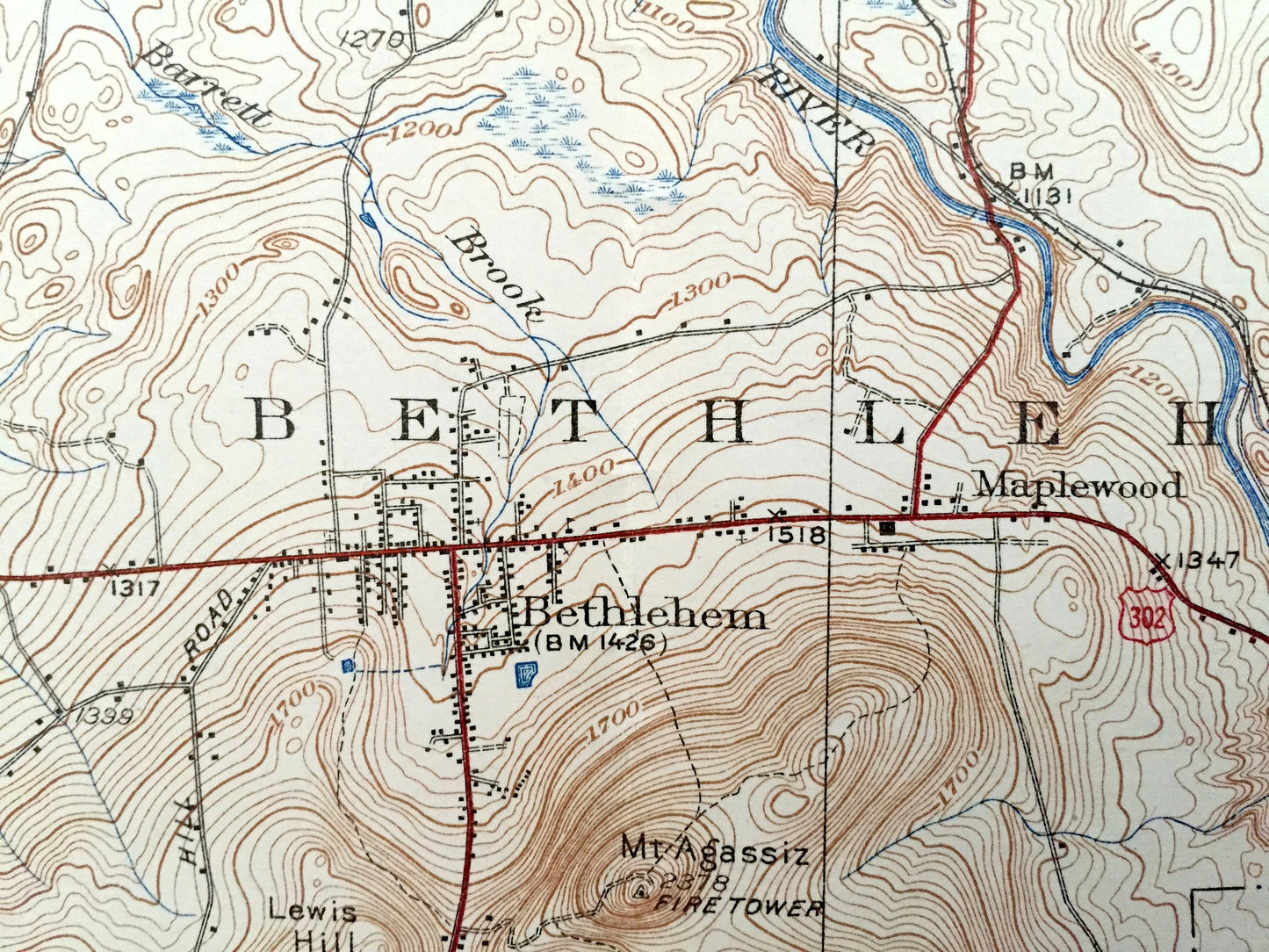Antique  Whitefield, New Hampshire & Lunenburg, Vermont 1938 US Geological Survey Topographic Map – Lancaster Jefferson Bethlehem Carroll NH