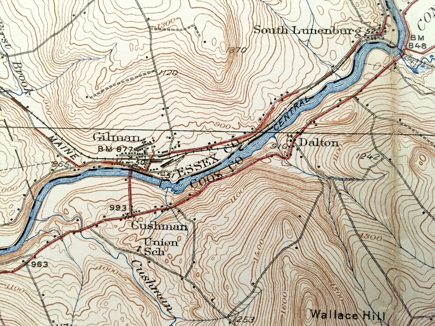 Antique  Whitefield, New Hampshire & Lunenburg, Vermont 1938 US Geological Survey Topographic Map – Lancaster Jefferson Bethlehem Carroll NH