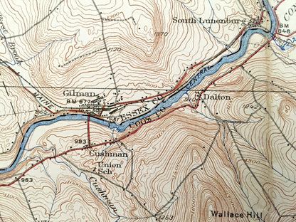 Antique  Whitefield, New Hampshire & Lunenburg, Vermont 1938 US Geological Survey Topographic Map – Lancaster Jefferson Bethlehem Carroll NH